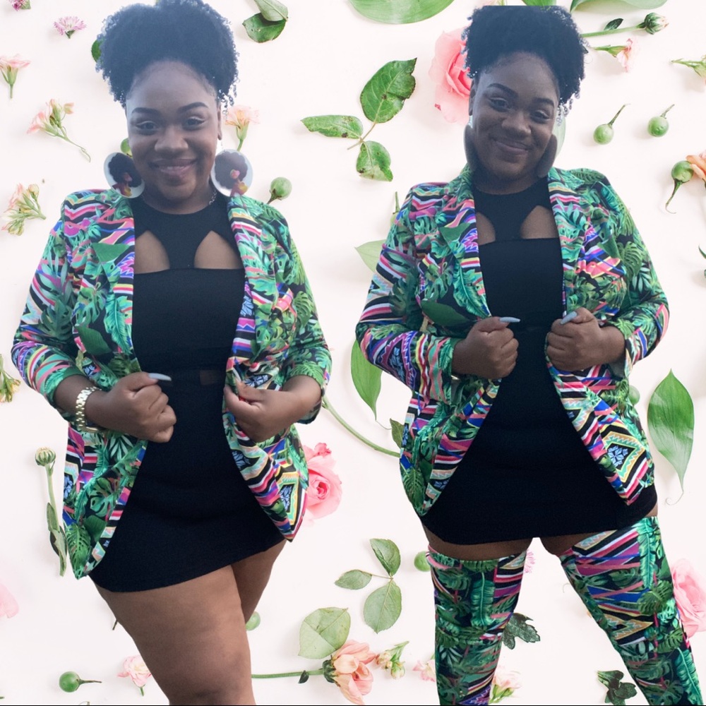 TROPICAL PRINT- Bossed Up 3 Piece Blazer Set